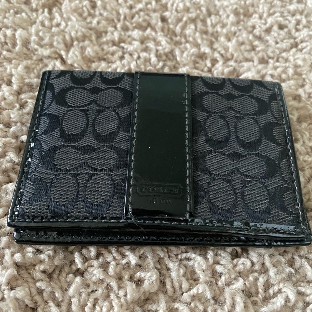Coach Black Signature Wallet Compact Design